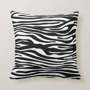 Svartvitt zebra tryckmönster - kudde