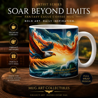 Sväva bortom gränserna Örn Fantasy Art Kaffemugg