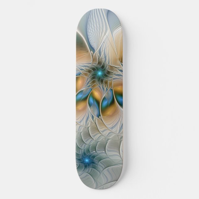 Svävande, Abstrakt Fantasy Fraktal Konst Med Blått Skateboard Bräda 19,5 Cm (Framsida)