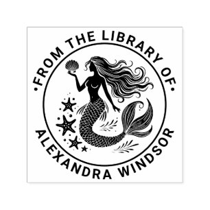 Svävande Siren Havsfröken, Sjöstjärna Bibliotek Bo Självfärgande Stämpel