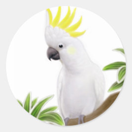 Svavelbestulna Cockatoo Sticker Runt Klistermärke