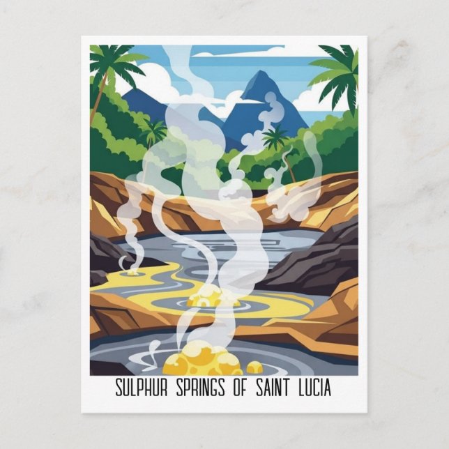 Svavelkällor Saint Lucia Resa Vykort (Framsida)