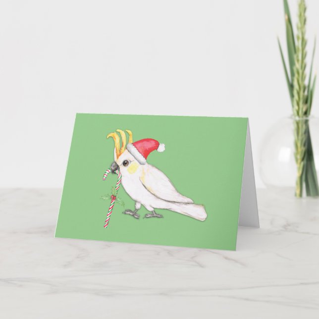 Svavelkrämjad cockatoo Jul stil Helgkort (Framsida)