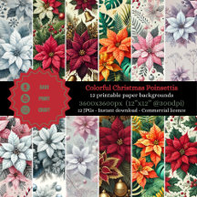 Colorful Christmas Poinsettia Paper Craft Supplies