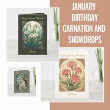 JANUARY BIRTHDAY CARNATIONS AND SNOWDROPS