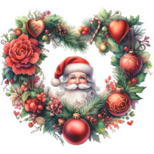Heart-shaped Santa Claus Floral Wreath 6