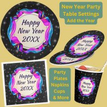 Painted Ribbon on Night Sky Happy New Year 20xx