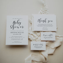 Elegant calligraphy Baby shower stationery