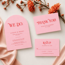 Retro Modern Pink and Red Wedding