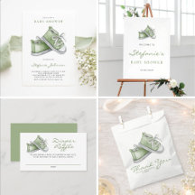 Watercolor Green Baby Booties Collection