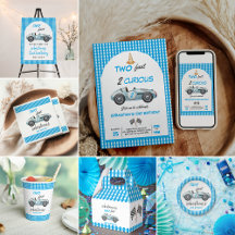 Two Fast Blue Race Car 2nd Birthday Party 