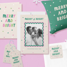 Cute, Modern Merry & Bright Confetti Holiday