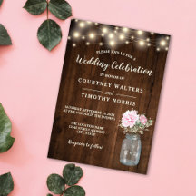 String Lights Rustic Wood Mason Jar Peony Floral