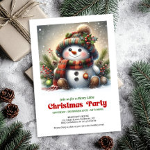 Cute Cartoon Snowman Christmas Invitations #58S 