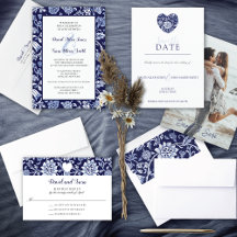 Indigo Meadow Floral Wedding Invitation Suite