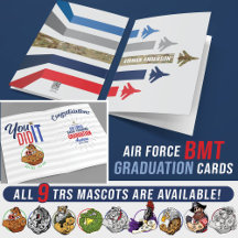 Air Force BMT Graduation Cards -TRS Mascot F16 Jet