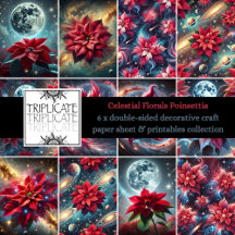Celestial Poinsettia Festive Scrapbook Paper