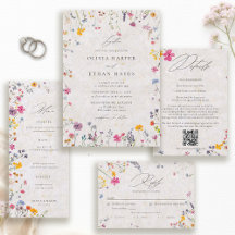 Wildflower Garden Modern Pink Blush Wedding Set