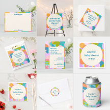 Cute Colorful Whimsical Lavender Blue Baby Shower