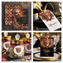 Masquerade Sweet Sixteen Red & Gold