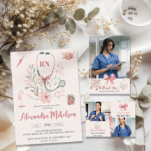 Pink Photo Watercolor  Nursing School Graduate 