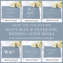 Dusty Blue Wedding Foil Guest Book