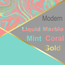 Modern Liquid Marble Mint Coral Pastel Gold