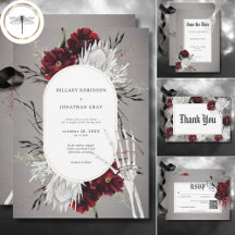 Love & Bones Spooky Red Floral Wedding