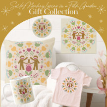 Sock Monkey Lovers in a Folk Garden Collection