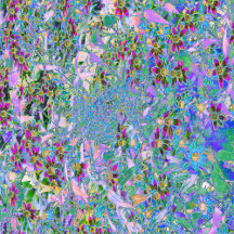 Retro Purple, Green and Blue Wildflowers on Pink