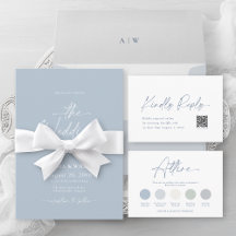 Dusty Blue Minimal Wedding Invitation Suite