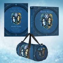 Fantasy design of lion heads and women haeds.