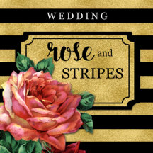 Gold Stripes Rose Flower Vintage Style