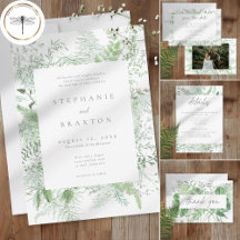 Watercolor Greenery Fern Rustic Wedding