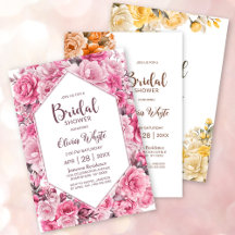 Elegant Rose Floral Bridal Shower Invitations