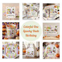 Colorful One Spooky Dude Birthday