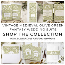 Vintage Medieval Olive Green Fantasy Wedding Suite