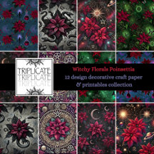 Witchy Florals: Poinsettia Scrapbook & Craft Paper