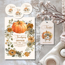 Autumn Floral Pumpkin Thanksgiving Dinner