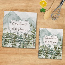 Pine Forest and Mountains Watercolor