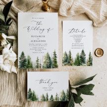 Forest pine trees minimalist wedding