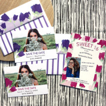 Sweet 16 Colorful Tulips, Wild Flowers Invitations
