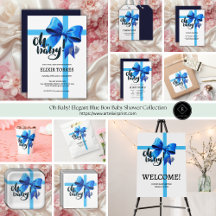 Oh Baby! Elegant Blue Bow Baby Shower Collection