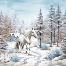 Horse in winter forest