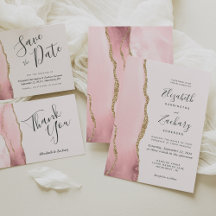 Modern Blush Pink Gold Agate Wedding Suite