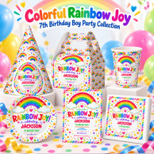 Colorful Rainbow Joy 7th Birthday Party Collection