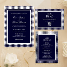 Navy Blue Harlequin Border Wedding Collections