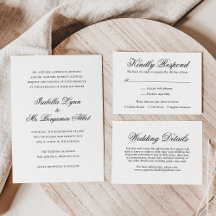 Black and White Traditional Wedding Invitation Set