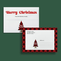 Buffalo Red Black Plaid Christmas Envelopes #42F