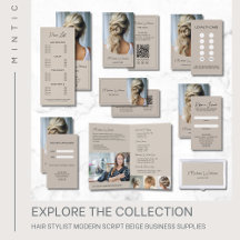 Hair Stylist Modern Script Beige Business Supplies
